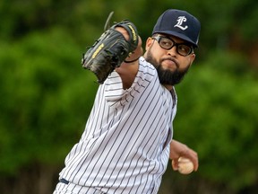 Pedro De Los Santos is part of the London Majors' one-two pitching punch. (photo courtesy of London Majors)