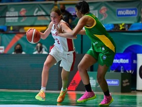 London's Raynne Malik is shown playing for Canada's U16 basketball team against Brazil. (Photo credit: FIBA)