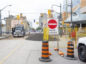 Construction of London's downtown Bus Rapid Transit loop began last August. About 150 trees on streets in the core area have been cut down ahead of construction of the next phases of the rapid transit system.
 (Derek Ruttan/The London Free Press)