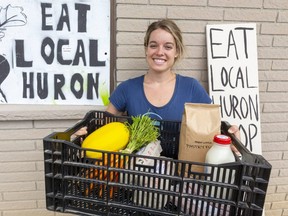 Courtney Lang is general manager of Eat Local Huron, a non-profit that connects consumers to local producers in Huron County. Residents can order farm fresh produce, milk, eggs, cheese and meats and have them delivered anywhere in Huron County for a $10 fee. (Mike Hensen/The London Free Press)