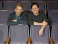 Co-artistic directors David Rogers, left, and David Hogan are shown at the Victoria Playhouse Petrolia where live performances are set to return in September with the musical show, Songs We Love.
