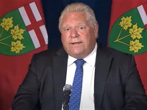 Premier Doug Ford announces Wednesday that as of Sept. 22 Ontarians will need to be fully vaccinated (two doses plus 14 days) and provide their proof of vaccination along with photo ID to access certain public settings and facilities. (YouTube)