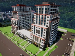 A proposed development at 250-270 Springbank Dr. that includes two 15-storey towers will be debated Sept. 20 by city council's planning committee. There's little politicians can do to stop the project because a provincial tribunal overruled an earlier decision by city council to scale back the development.
