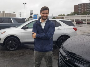Joshua Heuvelmans, pre-owned vehicle sales manager at Heuvelmans Chevrolet Buick GMC Cadillac Ltd. in Chatham, said September has been the worst month for inventory due to the global shortage of semiconductors in the auto industry. (Trevor Terfloth/Postmedia Network)