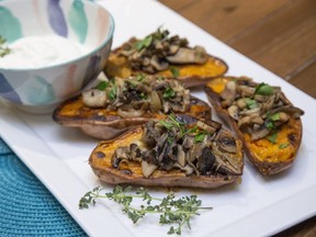 Mushroom-topped  baked sweet potato  (Derek Ruttan/The London Free Press)