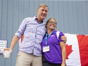 Liz Vallee was the People's Party of Canada candidate in Chatham-Kent-Leamington in the 2021 federal election. She's shown here with party leader Maxime Bernier during a rally at the Ultimate Sports bar in Chatham on Wednesday September 15, 2021. Derek Ruttan/The London Free Press