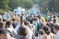 A crowd of about 10,000 gathered for a walkout at Western University on Sept. 17, 2021, to protest sexual assault and violence on campus.  (Derek Ruttan/The London Free Press)