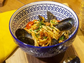 Chorizo and mussels make a tasty team in this fast and easy linguine dish, Jill Wilcox says. (Mike Hensen/The London Free Press)