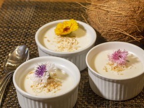 Coconut milk, cream, vanilla and rum fuel the flavour in this easy-to-make Coconut Panna Cotta dessert, Jill Wilcox says. (Mike Hensen/The London Free Press)