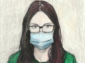 Emily Altmann, 19, from London, appeared in court on October 1, 2021, where a judge ordered her released on bail. Altmann had been in custody since August 6, when she was arrested and charged with second-degree murder in the death of 18-year-old Josue Silva, a Western University business student who was fatally shot on July 31. at a bush party. Altmann was released on strict conditions, including wearing an electronic ankle bracelet to monitor her movements. (CHARLES VINCENT, The London Free Press)