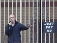 Ward 1 Coun. Michael van Holst speaks at a rally in Victoria Park on Oct. 16, 2021, to protest vaccine mandates, COVID-19 public health rules, and pandemic restrictions.  (MEGAN STACEY, The London Free Press)