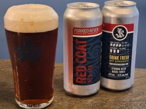 Red Coat, a red IPA, is back this fall at Forked River in London for the first time since it was marketed three years ago as a red ale. The hybrid pours ruby red. (Forked River Brewing)