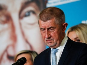 Czech Prime Minister and leader of ANO party Andrej Babis reacts during a news conference at the party's election headquarters after the country's parliamentary election in Prague, Czech Republic, October 9, 2021. (REUTERS/Bernadett Szabo/File Photo)