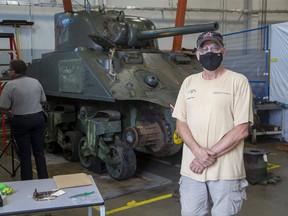 James McNeil is one of the people heading up the restoration of the Holy Roller tank at Fanshawe College in London. A milestone in the project was reached last week when the tank's 75-millimetre gun was removed. (London Free Press file photo)
