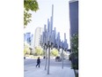 London's newest public art is a stylized take on the city's forests and skyline by Jyhling Lee, who grew up in Ingersoll. It stands outside one of the city's newest towers, Tricar's downtown Azure condo building. (Derek Ruttan/The London Free Press)