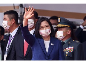 Taiwan's President Tsai Ing-wen, shown here during national day celebration in Taipei, has set legally binding emissions targets.