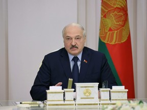 Embattled Belarusian President Alexander Lukashenko recently threatened to close a Russian gas pipeline that crosses Belarus and supplies Poland and Germany. Russian President Vladimir Putin, however, dismissed the threat as "a fit of temper." (Sergei Sheleg/Reuters)