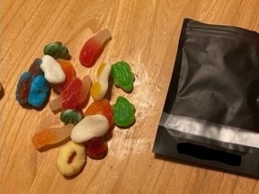 Huron OPP are warning parents to check their children's Halloween treats after a parent in Howick, a municipality north of Listowel, found suspected cannabis edibles in their child's treat bag. Police said they believe the suspected edibles were handed out in the community of Wroxeter. (Huron OPP handout)