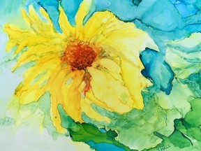 London artist Joan Hall's Sunflower is part of a three-day sale by members of London Community Artists at For the Love of Art Friday through Sunday.