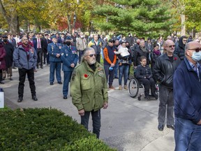 Hundreds attended the Remembrance Day service at the cenotaph in London, Ontario  Derek Ruttan/The London Free Press/Postmedia Network