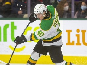 London Knights forward Antonio Stranges signed a three-year entry-level contract this week with the Dallas Stars. The fourth-round pick in 2020 was three months away from free agency. (Mike Hensen/The London Free Press)