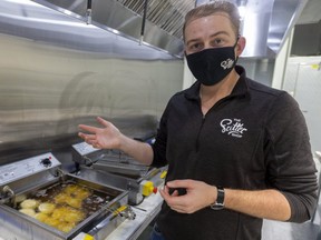 Kelvin Van Rijn, owner of the Fritter Shop, said being located in The Grove at Western Fair District made his small food business startup possible in London. The Grove is marking its first anniversary. (Mike Hensen/The London Free Press)