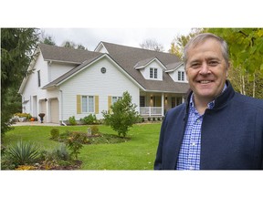 Realtor Owen Price shows off a 5,400-square-foot home on Jury Road in Middlesex Centre, just outside London, on Thursday Nov. 4, 2021, that is listed for $2.2 million. Besides the large square footage, the home backs onto a golf course, and is close enough to major hospitals to be within the allowable commute time for doctors. (Mike Hensen/The London Free Press)