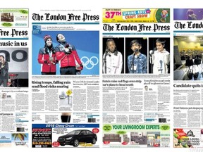 A collection of front pages from The London Free Press