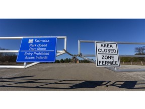 Komoka Provincial Park was closed Tuesday as Middlesex OPP investigate a death in the park on Monday. (Mike Hensen/The London Free Press)