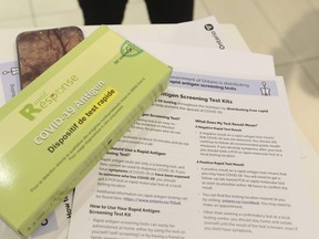 Rapid antigen test kits for COVID-19 were handed out for free across Ontario on Friday. (Jack Boland/Postmedia Network)