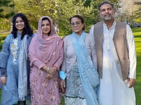 Four members of a London Muslim family were killed in a June 6, 2021, hit-and-run that police allege was intentional and motivated by anti-Islamic hate.  The dead, from right, were: Salman Afzaal, 46;  his mother, Talat Afzaal, 74;  his wife, Madiha Salman, 44;  and their daughter Yumnah, 15. The couple's son Fayez, 9, is the sole survivor.  (Handout)