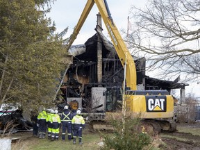 Emergency crews were called around 1:30 a.m. Monday to a fire at a house at 51560 Nova Scotia Line in Malahide Township, Elgin County OPP said. (Derek Ruttan/The London Free Press)
