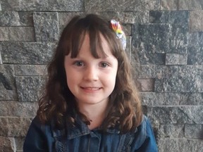 Alexandra Stemp, 8, died after she was hit Nov. 30, 2021, by a vehicle that jumped the curb and struck a group of Brownies accompanied by a woman and female teen walking along Riverside Drive in London. (photo submitted by family)
