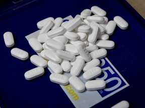 Tablets of the opioid-based Hydrocodone are seen at a pharmacy in Portsmouth, Ohio, June 21, 2017.