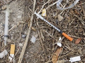Discarded needles are seen in a parking lot in London (Free Press file photo)