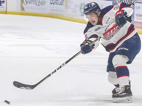 Camaryn Baber is shown in this Postmedia file photo during his time with the Saginaw Spirit. He was traded to the London Knights in December 2021.