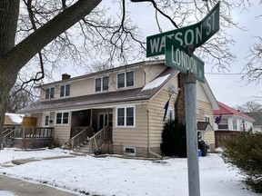 An apartment complex at 102 Watson St. is the focus of an investigation by Lambton OPP and Sarnia police into the deaths of a person whose body was found there and a second person whose remains were found in Enniskillen Township on Dec. 28. Matthew Edward Theriault, who neighbours say lived in a basement apartment in the building, is charged with two counts of second-degree murder. Photograph taken Thursday, Jan. 6, 2022.  (Terry Bridge/Sarnia Observer)