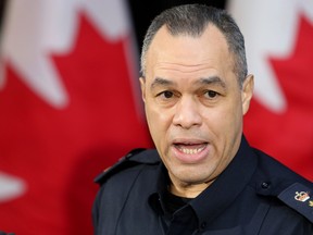 Ottawa police Chief Peter Sloly speaks during a recent news conference in Ottawa. (TONY CALDWELL, Postmedia)