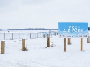 The YXU Air Park has been created for people to watch planes take off and land at London International Airport. It is located on Creamery Road just north of Dundas Street in London. Photo taken on Thursday February 10, 2022. (Derek Ruttan/The London Free Press)