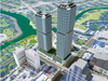 This rendering shows the two-tower project planned at 50 King St. at the Forks of the Thames by York Developments.