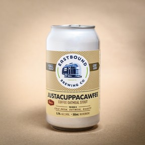Eastbound Brewing's Justacuppacawfee Oatmeal and Coffee Stout is pleasing to the palate, with or without using it for beer-pickled eggs.  (photo Brewery looking east)
