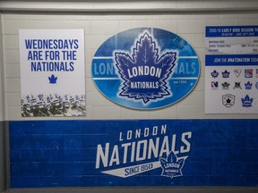 London Nationals signage at Western Fair Sports Centre. (Derek Ruttan/The London Free Press)