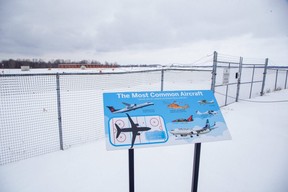The YXU Air Park has been created for people to watch planes take off and land at London International Airport.  It is located on Creamery Road just north of Dundas Street in London.  Photo taken on Thursday February 10, 2022. (Derek Ruttan/The London Free Press)