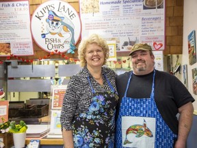 Kipps Lane Fish and Chips owner Jacqueline Arp and manager Adam Gillis are celebrating the business's 50th anniversary in London. (Derek Ruttan/The London Free Press)