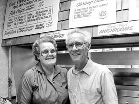 Ruth and John Arp in their restaurant, Kipps Lane Fish and Chips, in this photo from the LFP archives from December 2, 1982.