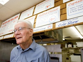 John Arp of Kipp's Lane Fish & Chips is shown in this 2010 file photo at his restaurant. He has since passed away but his daughter is still running the business, which is celebrating 50 years. MIKE HENSEN/THE LONDON FREE PRESS