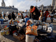 The scene at Parliament Hill as truckers and their supporters continue to protest against COVID-19 vaccine mandates and restrictions in Ottawa, January 31, 2022.