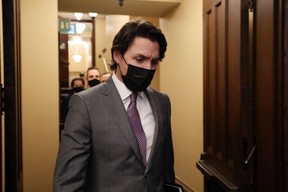 Canada's Prime Minister Justin Trudeau arrives for Question Period in the House of Commons on Parliament Hill on Wednesday, Feb. 9, 2022 in Ottawa, Canada.