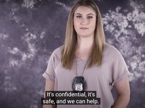 London police Const. Abigail Welsh is shown in a screengrab from a new video raising awareness about human trafficking in London.