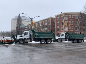London police closed roads around city hall and near Victoria Hospital on Saturday Feb. 12, 2022 as an anti-government and anti-restrictions convoy made its way through the city for the second weekend in a row.